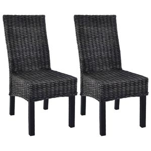 vidaXL Esszimmerst&uuml;hle 2 Stk. Schwarz Kubu-Rattan und Mahagoniholz