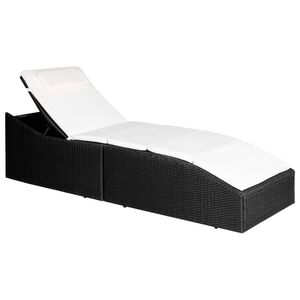 vidaXL Sonnenliege mit Polsterauflage Poly Rattan Schwarz