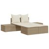 vidaXL Doppel-Sonnenliege mit Auflagen Beige Poly Rattan