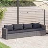 vidaXL 4-tlg. Garten-Sofagarnitur mit Kissen Grau Poly Rattan