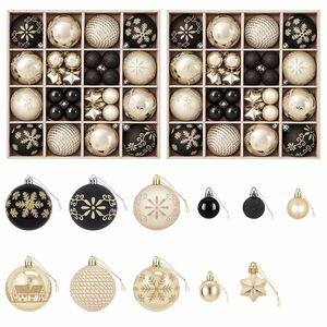 vidaXL Weihnachtskugelset 88 stk. Schwarz und Gold &Oslash; 6 cm Kunststoff