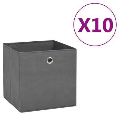 vidaXL Aufbewahrungsboxen 10 Stk. Vliesstoff 28x28x28 cm Grau