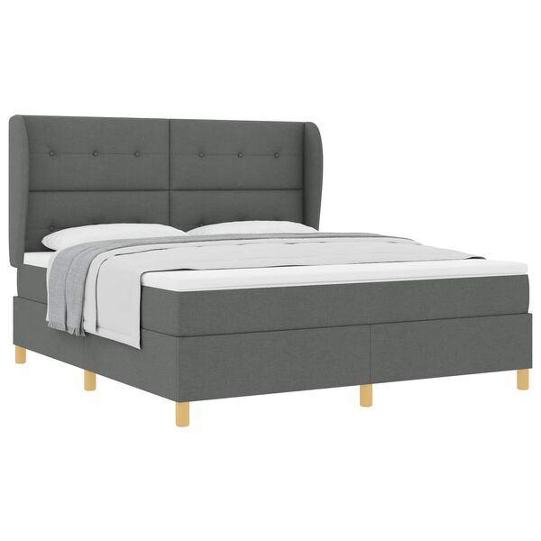 vidaXL Boxspringbett mit Matratze Dunkelgrau 90x190 cm Dunkelgrau