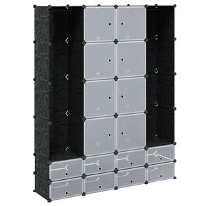 vidaXL Modularer Schrank mit 18 F&auml;chern schwarz/wei&szlig; 37x146x180,5cm