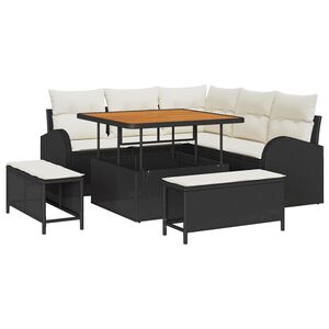 vidaXL Garten-Sofa-Set 8 stk. 7-Sitzanzahl Schwarz und Creme