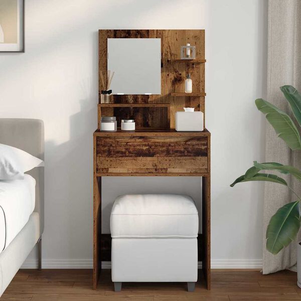 vidaXL Schlafzimmer-Frisiertische mit Regal Altholz 80 x 39,6 x 135 cm