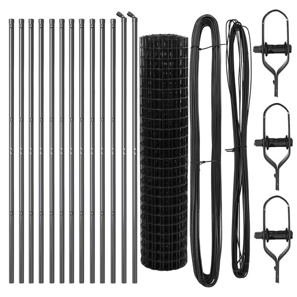 vidaXL Zaun mit Pfosten Grau 1 x 25 m Stahl und PVC