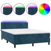 vidaXL Boxspringbett mit Matratze & LED Dunkelblau 140x200 cm Samt