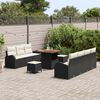 vidaXL Garten-Sofa-Set mit Kissen mit Kissen 10 pcs Schwarz und Creme