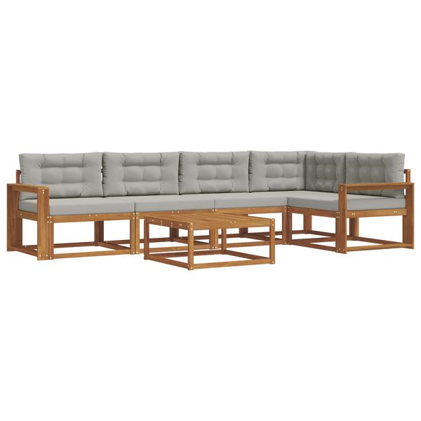 vidaXL Outdoor-Sofagarnitur mit Kissen 6 pcs Nat&uuml;rlich und Hellgrau