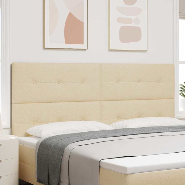 vidaXL H&ouml;henverstellbares Kopfteil mit Kopfteil Creme 200 cm Stoff