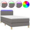 vidaXL Boxspringbett mit Matratze & LED Dunkelgrau 100x200 cm Stoff