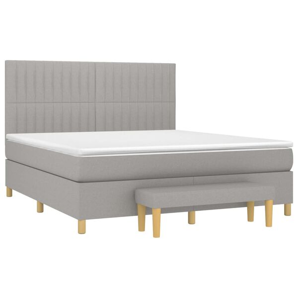 vidaXL Boxspringbett mit Matratze Hellgrau 160x200 cm Stoff