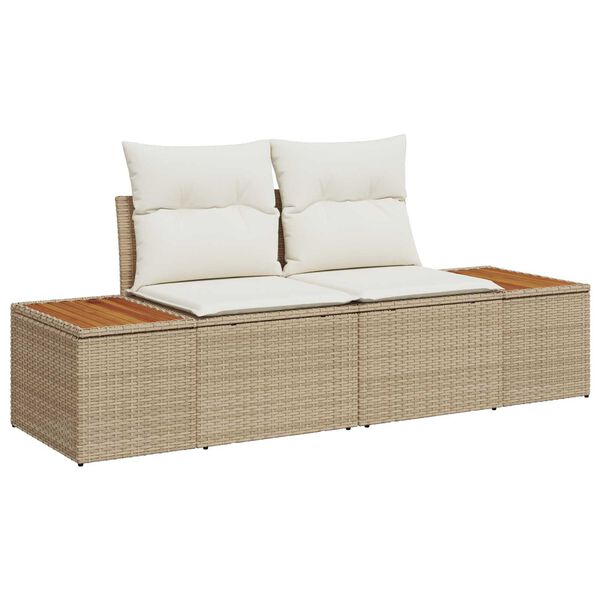 vidaXL Gartensofa-set mit Kissen mit Speicher 6 pcs Beige Poly-Rattan