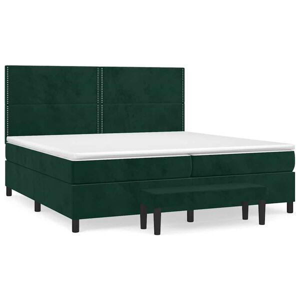 vidaXL Boxspringbett mit Matratze Dunkelgr&uuml;n 200x200 cm Samt