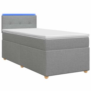vidaXL Boxspringbett mit Matratze und LED Hellgrau 90 x 190 cm Stoff