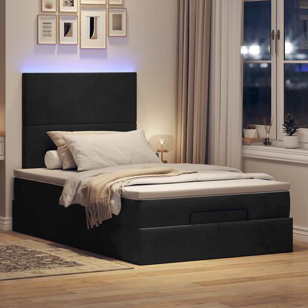 vidaXL Ottoman-Bett mit Matratzen & LEDs Schwarz 120x200 cm Samt