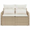 vidaXL Gartensofa mit Kissen Beige 121 x 62 x 69cm Poly-Rattan