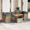 vidaXL 8-tlg. Garten-Sofagarnitur mit Kissen Beige Poly Rattan
