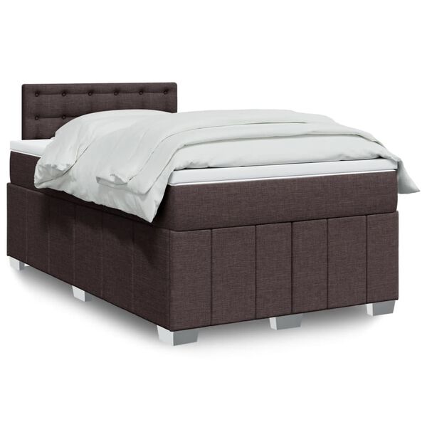 vidaXL Boxspringbett mit Matratze Dunkelbraun 120x190 cm Stoff
