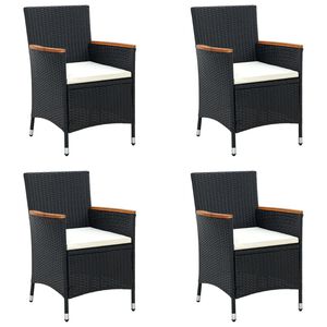 vidaXL Garten-Essst&uuml;hle 4 Stk. Poly Rattan Schwarz