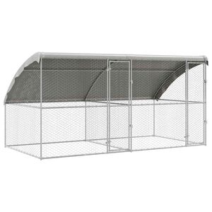 vidaXL Hundek&auml;fig 2 pcs Silber 4 x 2 x 2 m Verzinkter Stahl