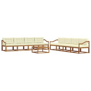 vidaXL Outdoor-Sofagarnitur mit Kissen 9 pcs Natur und Creme