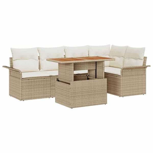 vidaXL Garten-Sofa-Set mit Kissen 6 pcs Beige und Creme