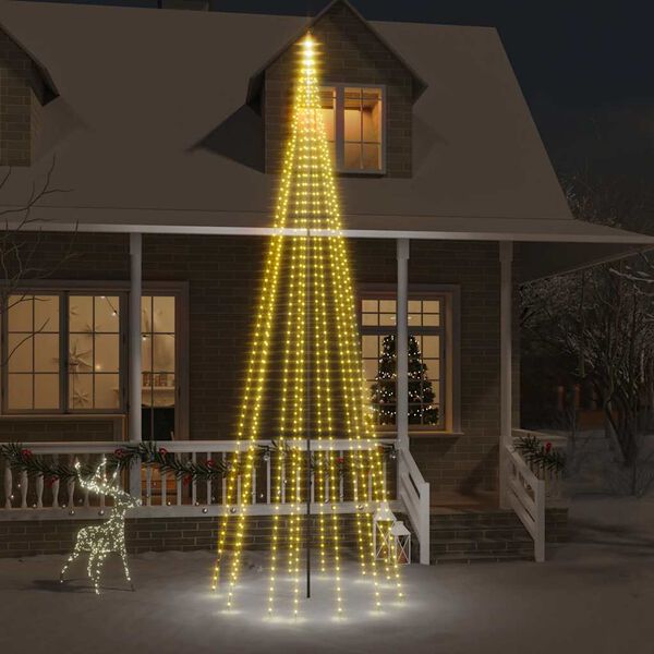 vidaXL Weihnachtsbaum auf Fahnenmast Warmwei&szlig; 732 LEDs 500 cm