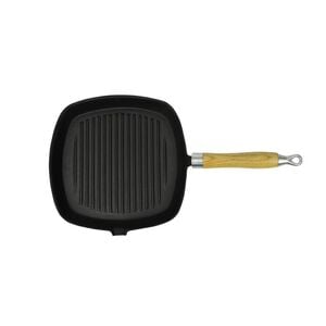 vidaXL Grillpfanne mit Holzgriff Gusseisen 20 x 20 cm