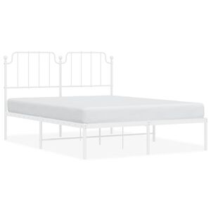 vidaXL Bettgestell mit Kopfteil Metall Wei&szlig; 135x190 cm