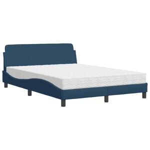 vidaXL Bett mit Matratze "Dover" Blau 120x200 cm Stoff