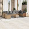 vidaXL 11-tlg. Garten-Sofagarnitur mit Kissen Beige Poly Rattan