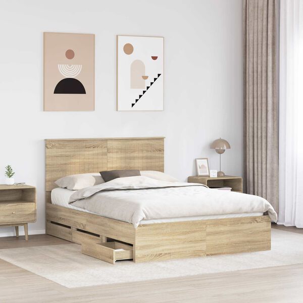 vidaXL Bettrahmen Sonoma-Eiche 140 x 200 cm Ingenieurs Holz