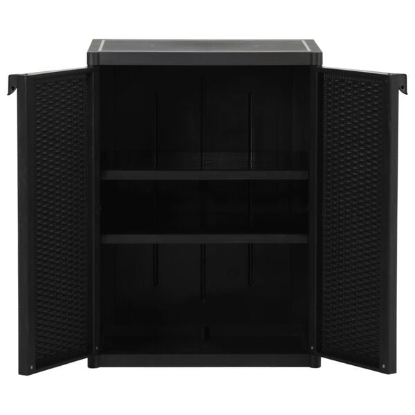 vidaXL Gartenschrank Schwarz 65x45x88 cm PP Rattan-Optik
