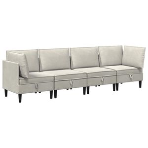 vidaXL Wohnzimmergarnitur 4 stk. Creme Samt