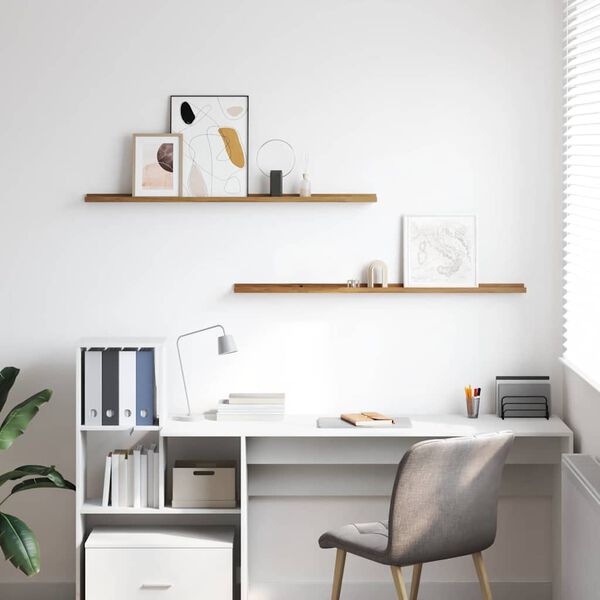 vidaXL Wandregal mit Regal 2 pcs Braun 115 x 9 x 3 cm Holzwerkstoff