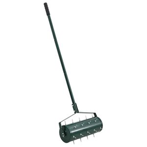 vidaXL Rasenroller mit Luftungszangen Gr&uuml;n 128 x 38 cm Stahl
