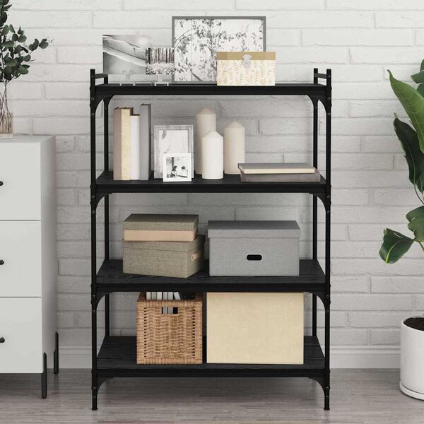 vidaXL Regalbrett 4 pcs Schwarz 80 x 40 x 1,5 cm Holzwerkstoff