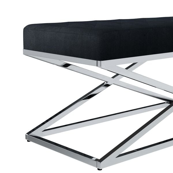 vidaXL Bank 97 cm Schwarz Samt und Edelstahl