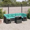 vidaXL 8-teiliges Gartensofa-Set mit Kissen, schwarzes Polyrattan