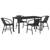 vidaXL Garten Essgruppe 5 pcs Schwarz Pulverbeschichteter Stahl