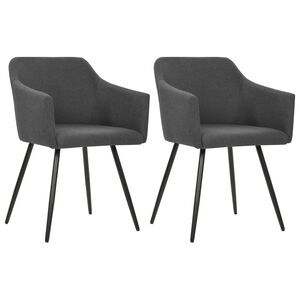 vidaXL Esszimmerst&uuml;hle 2 Stk. Dunkelgrau Stoff