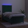 vidaXL Boxspringbett mit Matratze & LED Dunkelgr&uuml;n 90x190 cm Samt