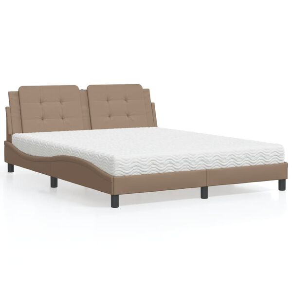 vidaXL Bett mit Matratze "Zadar" Cappuccino-Braun 160x200 cm Kunstleder