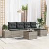 vidaXL Garten-Sofa-Set mit Kissen 6 pcs Hellgrau Poly-Rattan