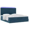 vidaXL Ottoman-Bett mit Matratzen & LEDs Dunkelblau 160x200 cm Samt