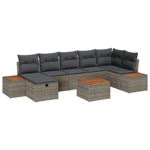 vidaXL Gartensofa-set mit Kissen 8 pcs Grau Poly-Rattan