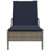 vidaXL Sonnenliege mit Rollen und Kissen Grau Poly Rattan
