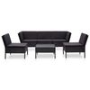 vidaXL 6-tlg. Garten-Lounge-Set mit Auflagen Poly Rattan Schwarz